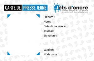 Photo du recto de la carte de presse jeune